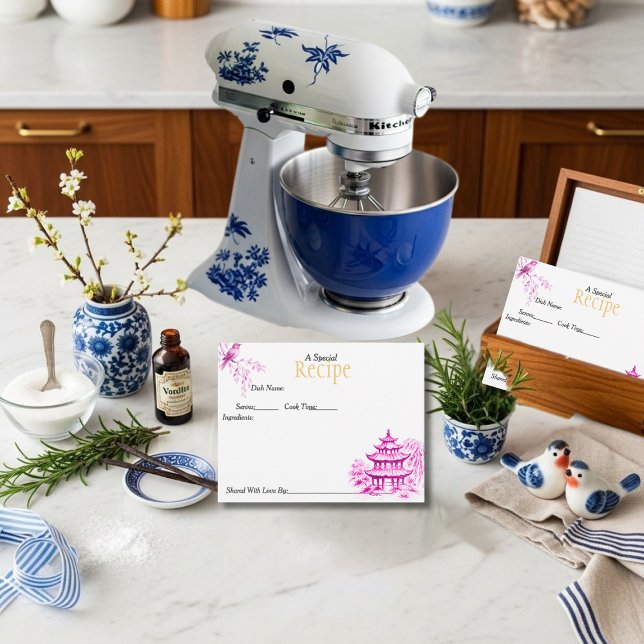 Special Recipe Chinoiserie Pink Card RSVP Karte (Special Recipe Chinoiserie Pink Card)