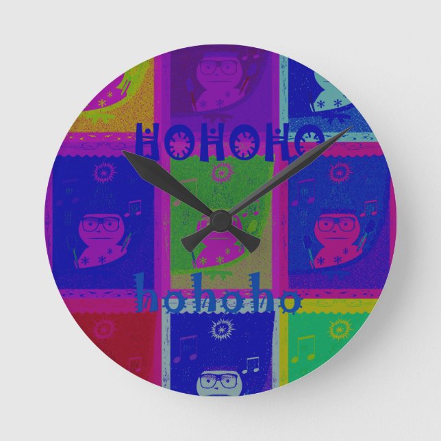 Special Santa HoHoho Pop Kunst und Kultur Runde Wanduhr (Vorderseite)
