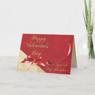 Special Step Daughter Gold und Red Filigree Herz  Feiertagskarte