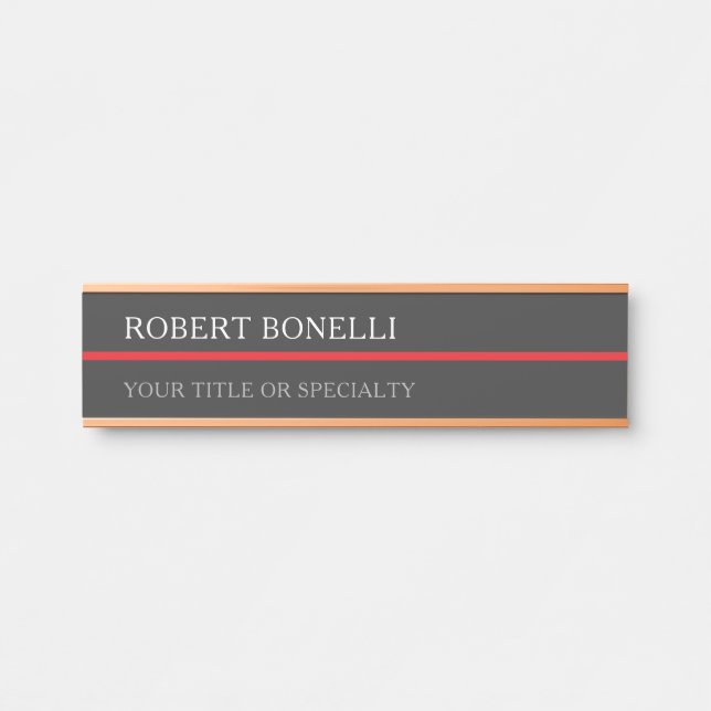 Special Unique Grey Red Elegant Modern Türschild (Vorderseite )