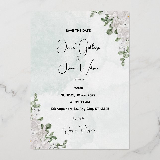 Spécialement Faire-part de mariage à motifs florau (Recto)