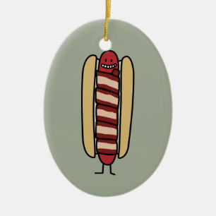 Speck eingewickelte Hotdog-Würstchen-Dackel Keramikornament