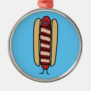 Speck eingewickelte Hotdog-Würstchen-Dackel Silbernes Ornament