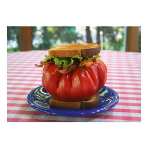 Speck, Kopfsalat und riesiges Tomate-Sandwich Fotodruck