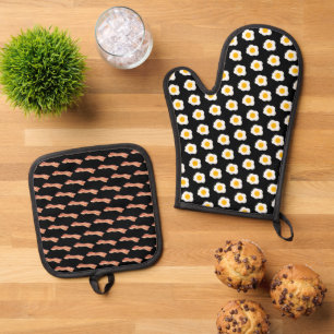Speck und Eier Ofenhandschuh & Topflappen-Set