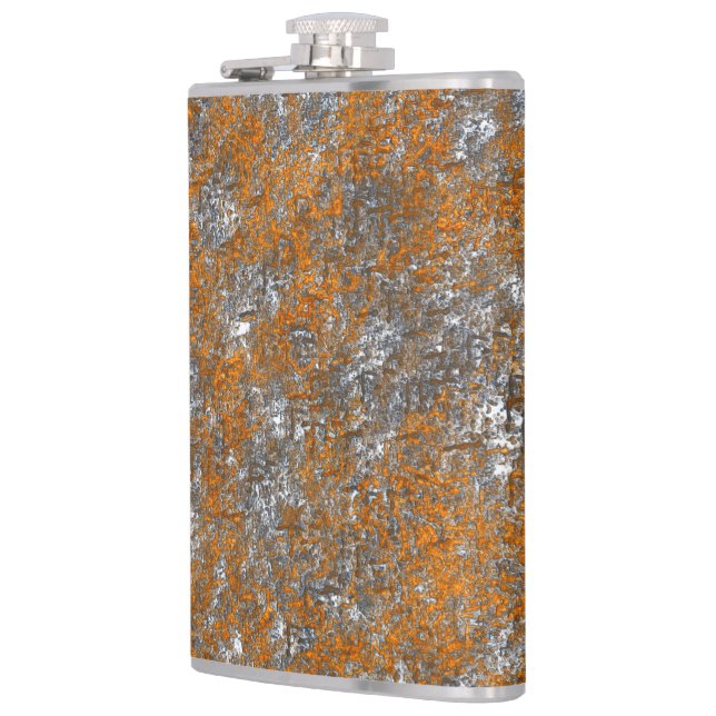Speckled yellowish orange on whitish grey scratch flachmann (Links)
