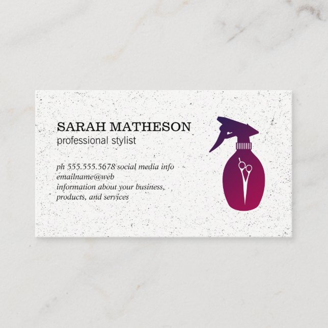 Speckling Texture Modern Salon Stylist Haarspray Visitenkarte (Vorderseite)