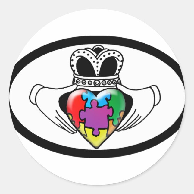 Spectrum Claddagh Runder Aufkleber (Vorderseite)