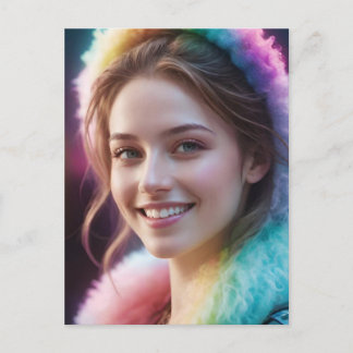 Spectrum Dreamer: Iridescent Rainbow Portrait Feiertagspostkarte