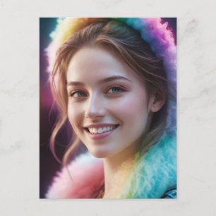 Spectrum Dreamer: Irisierendes Regenbogenporträt Feiertagspostkarte