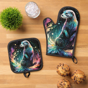 Spectrum Edge: Die Otter leuchten Ofenhandschuh & Topflappen-Set