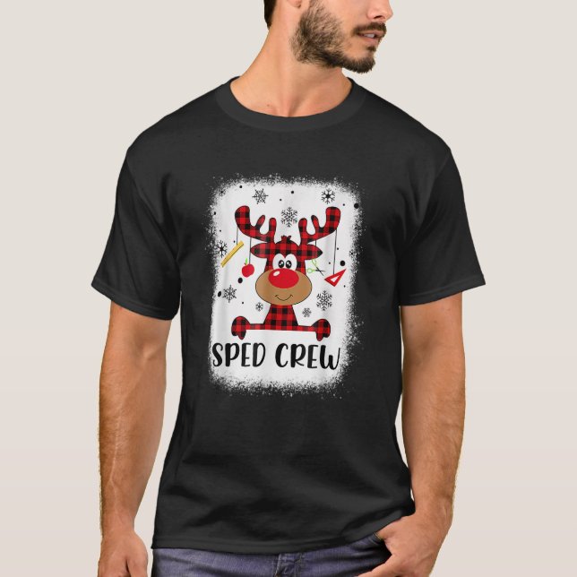 Sped Crew Buffalo Kariert Rentier Weihnachtsmannmü T-Shirt (Vorderseite)