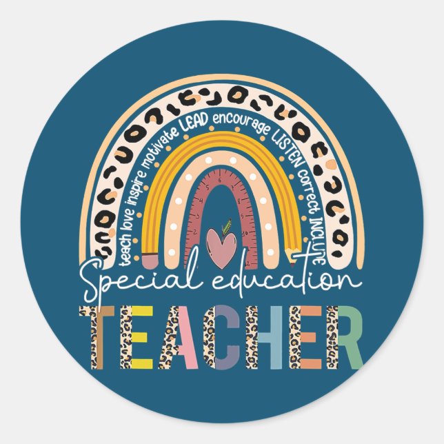 Sped Ed Special Bildung Teacher SPED Leopard Runder Aufkleber (Vorderseite)