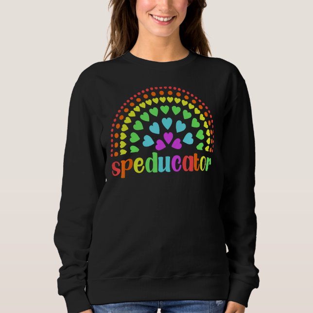 Sped Teacher Speducator Rainbow Heart Sweatshirt (Vorderseite)