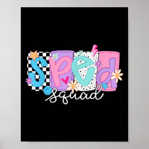 Sped Teacher Squad Floral Special Bildung Back T Poster