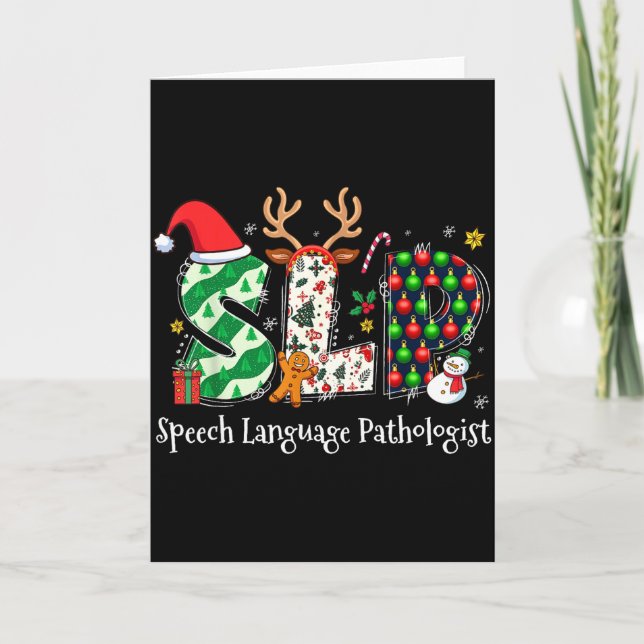 Speech Language Pathologist Reindeer Santa Hat Slp Karte (Vorderseite)