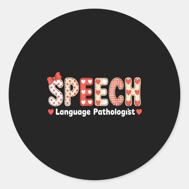Speech Language Pathologist Valentines Day Slp The Runder Aufkleber (Vorderseite)