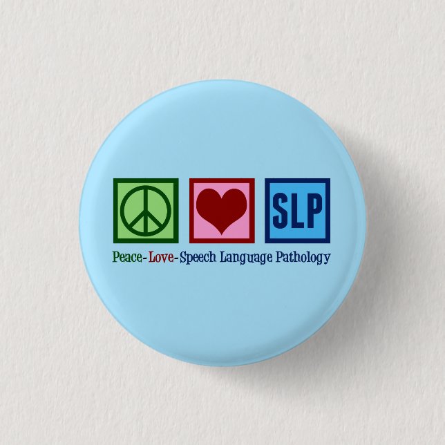 Speech Pathology Peace Liebe SLP Blue Button (Vorderseite)