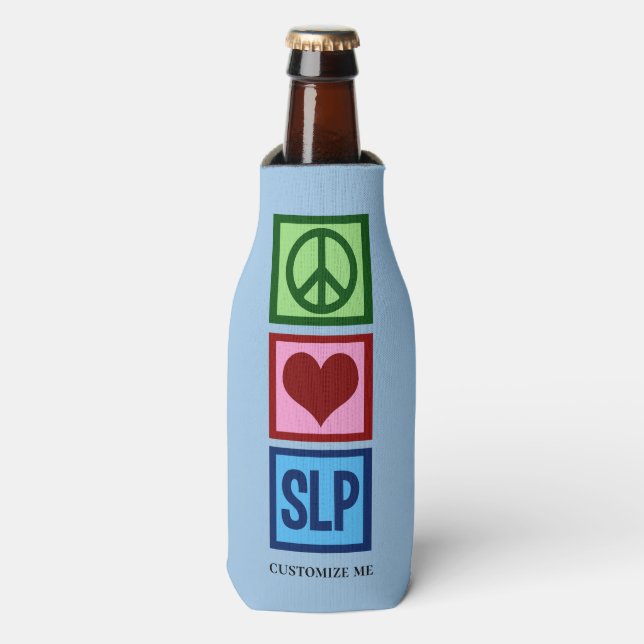 Speech Pathology Peace Liebe SLP Custom Flaschenkühler (Flaschenvorderseite)