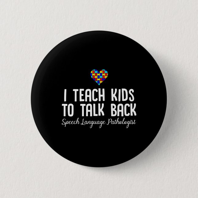 Speech Pathology Therapy Talk Autismus Awareness M Button (Vorderseite)
