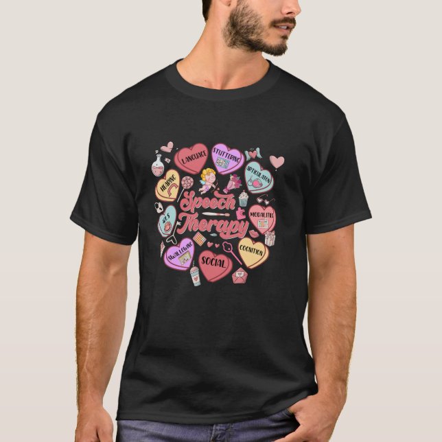 Speech Therapy Candy Heart Valentine SLP Rede Th T-Shirt (Vorderseite)