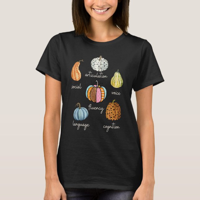Speech Therapy Pumpkin SLP Neurodiversity Fall Tea T-Shirt (Vorderseite)