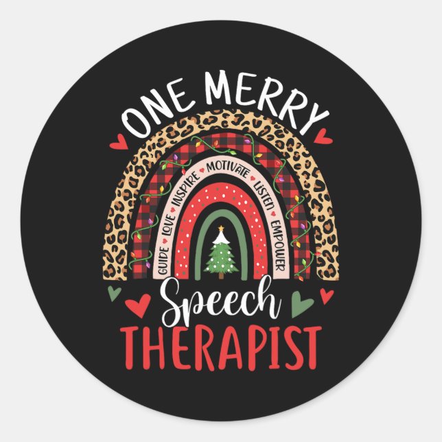Speech Therapy Rainbow Weihnachts-Sprache P Runder Aufkleber (Vorderseite)