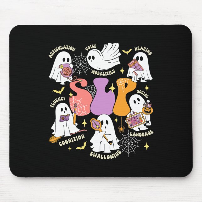 Speech Therapy Spooky Slp Halloween Niedlich Ghost Mousepad (Vorne)