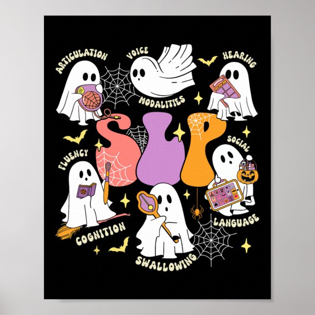 Speech Therapy Spooky Slp Halloween Niedlich Ghost Poster (Vorne)