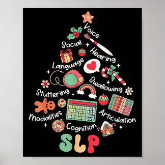 Speech Therapy Weihnachtsbaum Merry Xmas Slp Thera Poster