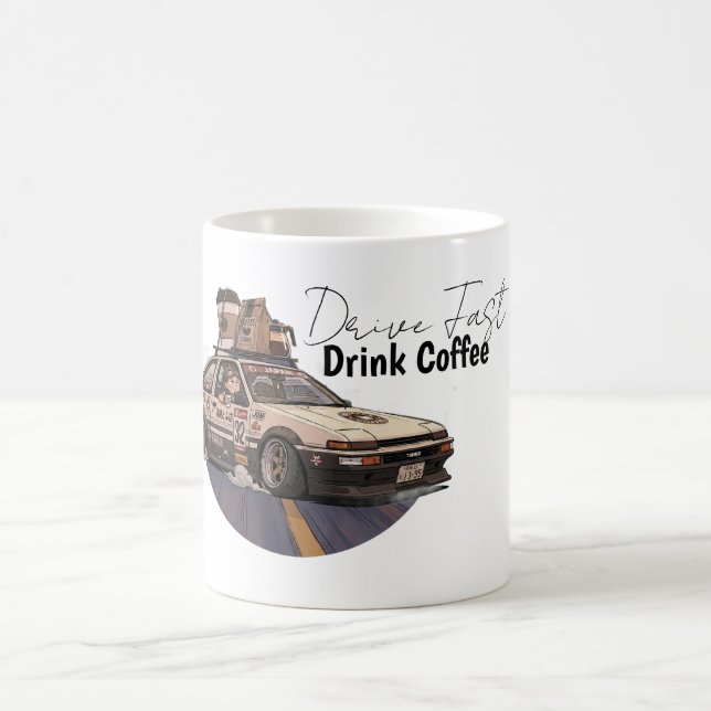 Speed and Coffee Car Enthusiast Mug Kaffeetasse (Mittel)