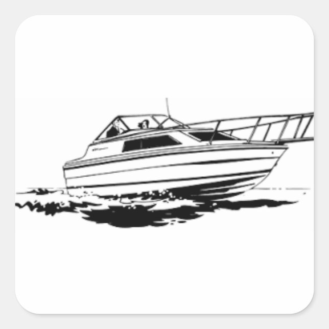 Speed Boat Cruiser Quadratischer Aufkleber (Vorderseite)