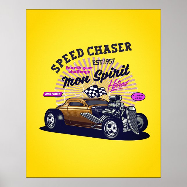 Speed Chaser Vintage Car Poster (Vorne)