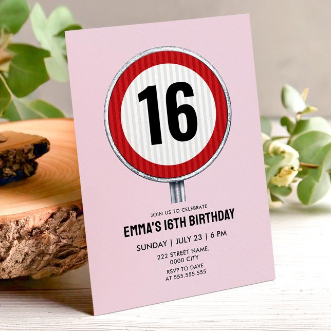 Speed Limit 16th Birthday - ANY AGE Einladung (Von Creator hochgeladen)