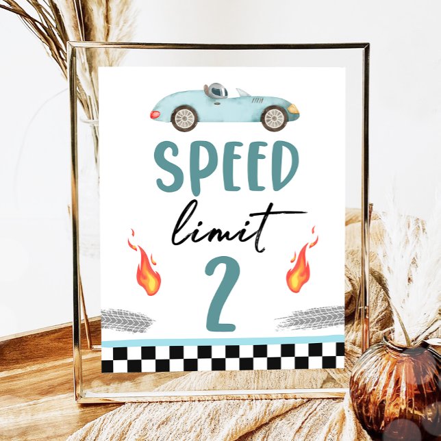 Speed Limit 2 Blue Race Car Zwei Fast Boy Geburtst Poster (Von Creator hochgeladen)