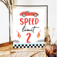 Speed Limit 2 Red Race Car Zwei Fast Boy Geburtsta