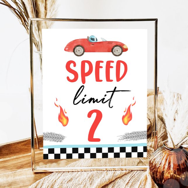 Speed Limit 2 Red Race Car Zwei Fast Boy Geburtsta Poster (Von Creator hochgeladen)