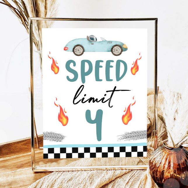 Speed Limit 4 Blue Race Car Zwei Fast Boy Geburtst Poster (Von Creator hochgeladen)