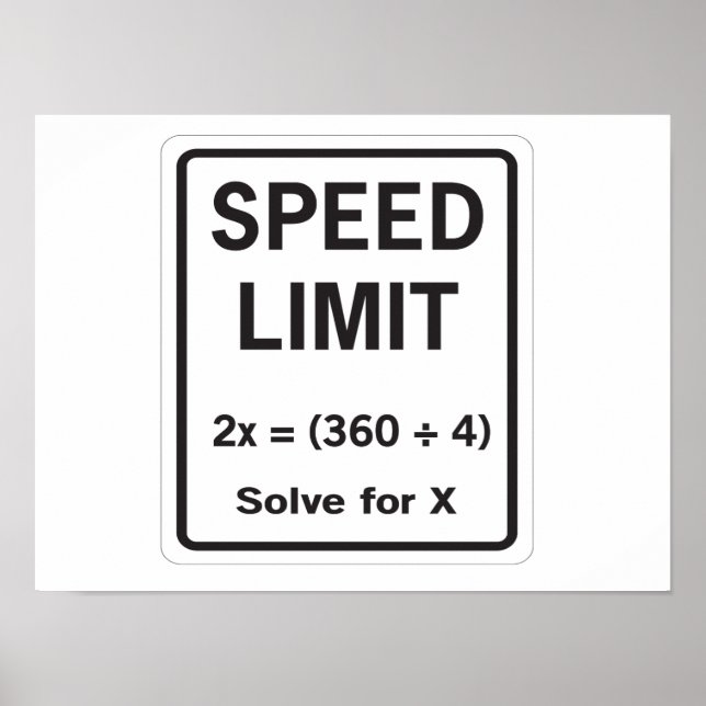 Speed Limit Math Poster (Vorne)