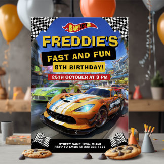 Speed Race Birthday Party Einladung