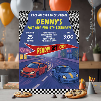 Speed Racing Geburtstagsparty Einladung