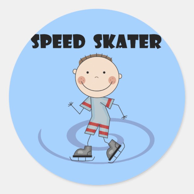 Speed Skater - Boy Tshirts und Geschenke Runder Aufkleber (Vorderseite)