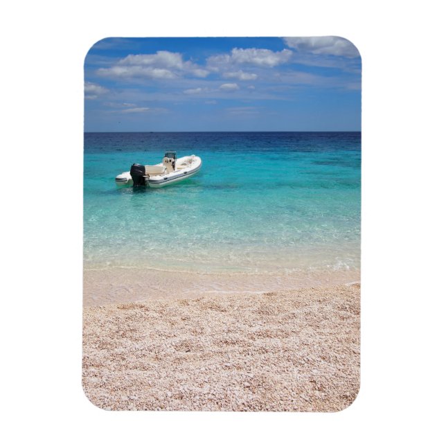 Speedboat im blauen Meer Magnet (Vertikal)