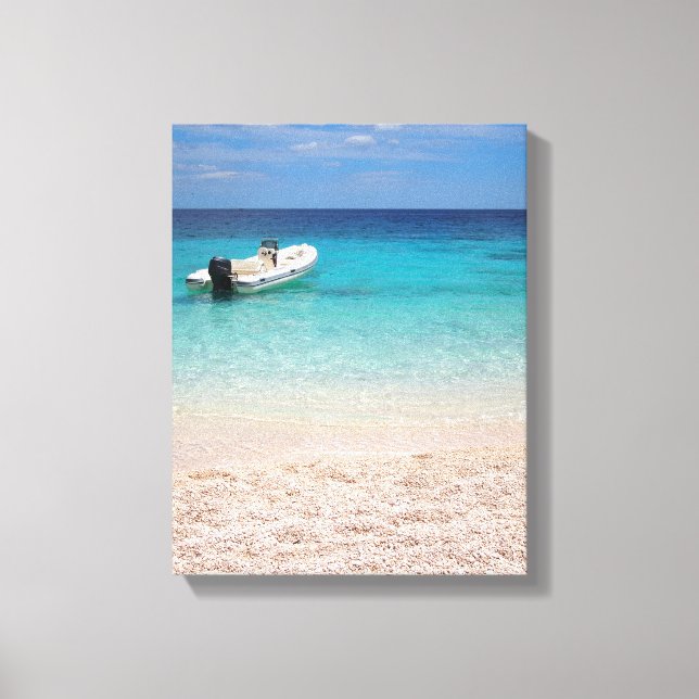 Speedboat in der blauen Leinwand drucken (Vorderseite)