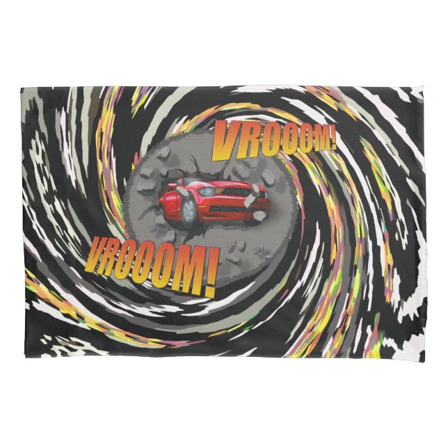 Speeding Car Crashing durch die Mauer Kissenbezug (Vorderseite)