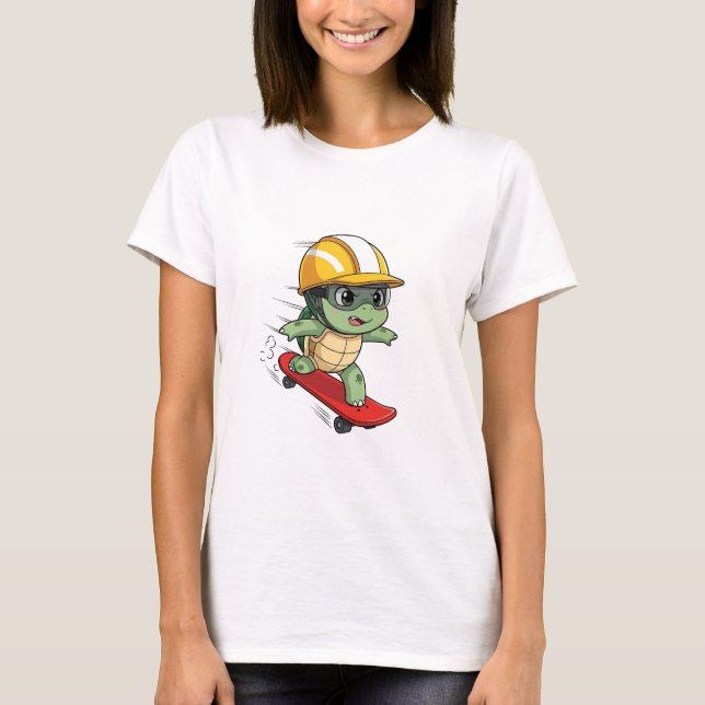 Speeding Skater Turtle Character T-Shirt (Vorderseite)