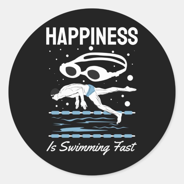 Speedo Swimmer - Glück ist Schwimmen Runder Aufkleber (Vorderseite)