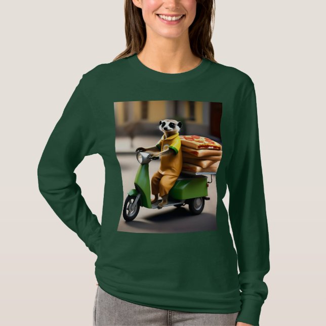 Speedservice: Meerkat liefert Pizza in Tuk-Tuk T-Shirt (Vorderseite)