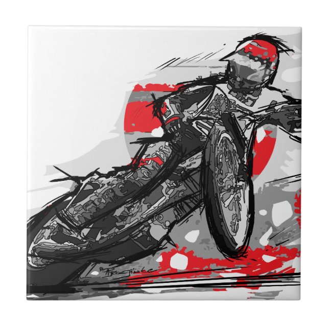 Speedway-flacher Bahn-Motorrad-Rennläufer Fliese (Vorderseite)