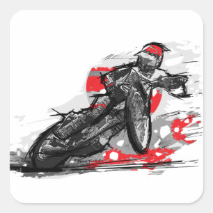 Speedway-flacher Bahn-Motorrad-Rennläufer Quadratischer Aufkleber